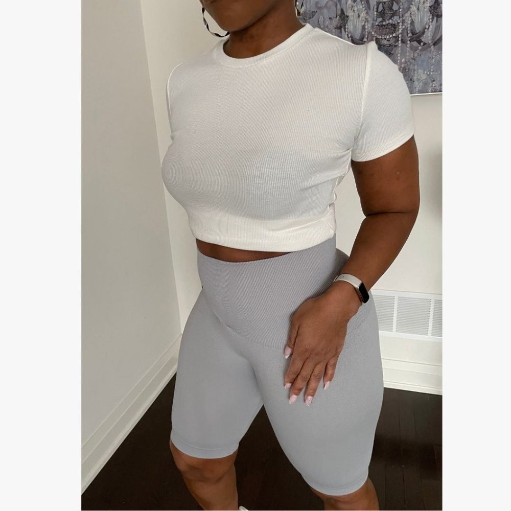(NWT) "Hold Me Tight" Biker Shorts - Grey